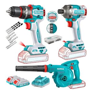 Tal.Perc. 20V 1/2" 76Nm+Ator.impac.285Nm+Soplador aire