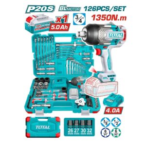 Pistola d/impacto 20V 3/4" 1350Nm + 126pz THKTHP31262